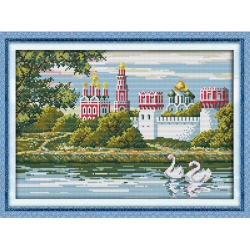 Everlasting Love Swan Lake Chinese Cross Stitch Kits Ecological Cotton Stamped Printed 11CT DIY Christmas Decorations Gift