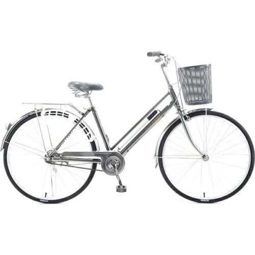 24/26 Inches Retro Bicycle Thick High Carbon Steel Frame Double Brake Thickened Front Bike Basket City Adult Bicycle