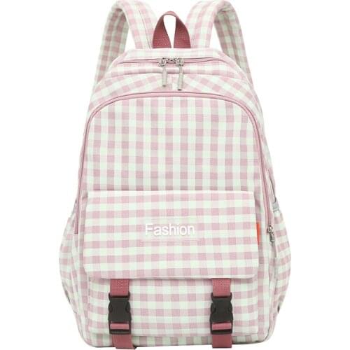 Large Capacity Waterproof Nylon Backpacks England Style Plaid School Bag for Teenage Girls Fresh Leisure Or Travel Bag for Women