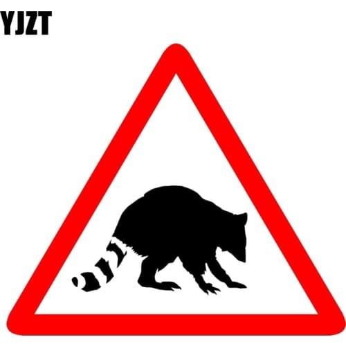 YJZT 13CM*11.1CM Warning Car Sticker Raccoon PVC Animal Decal 12-1289