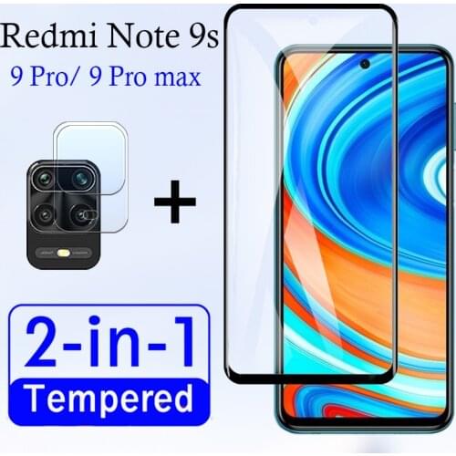 2in1 for Xiaomi redmi note 9s protective glass 9 pro max note9s note9pro note9 9pro s9 xiaomei radmi with camera lens cam glas