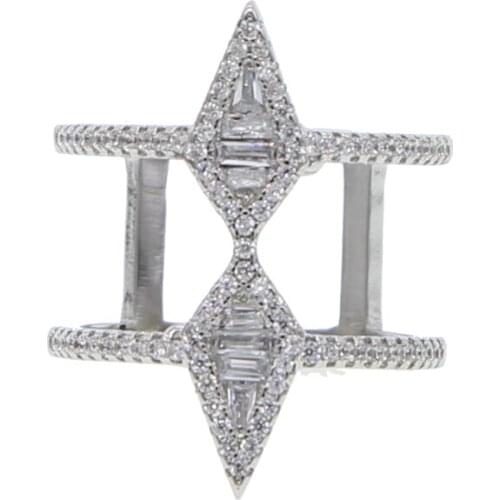 2018 wedding engagement sparking bling cz jewelry women lady H shape triangle full finger jewelry luxury fashion ring