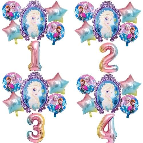 1 Set Disney Frozen Balloons Birthday Party Decorations Baby Shower 32inch Number Cartoon Elsa Helium Balloon Kids Toys Globos