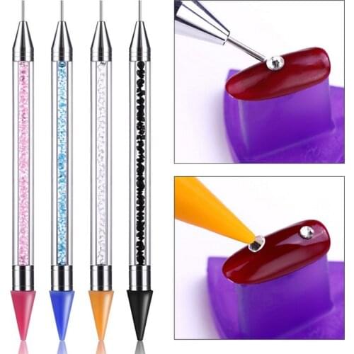 1Pc Nail Art Tool Dual-ended Nail Rhinestone Dotting Pen Tool Studs Picker Wax Pencil Crystal Beads Handle Decoration Crystal