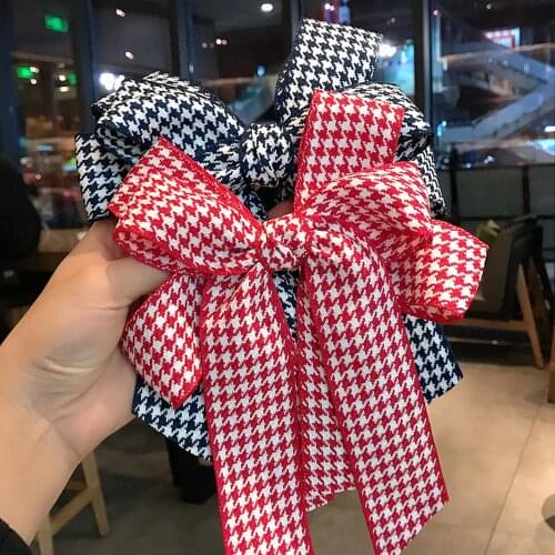 1Pcs Fabric Plaid Hair Bows With Clip Girls Plaid Hair Clips Barrettes Hairpins Headwear Hair Accessories Bow Ribbon Hair Clip