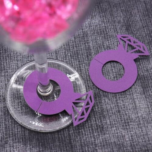 10pcs Hollow Out Paper Diamond Ring Wine Cup Card Table Decoration For Baby Shower Birthday Wedding Bachelorette Party Supply