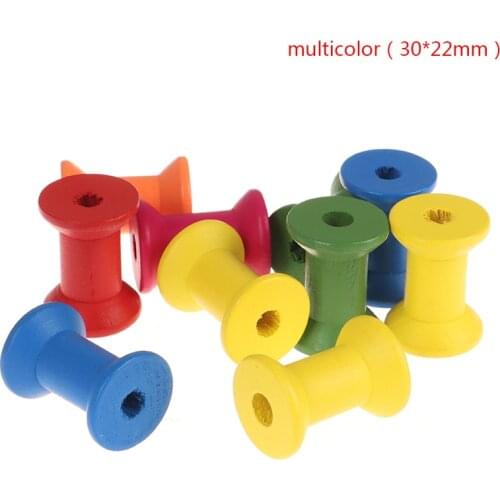 10Pcs/Pack Mixed Color Empty Wooden Bobbins Needlework Bobbin Spools Spools Thread Sewing Tools Accessory Embroidery 4 Size