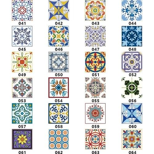 15pcs/set 8/10/12/15cm Bohemian Style Tiles Wall Sticker Table Bathroom Waist Line Art Mural Home Decor Floor Dagonal Wallpaper