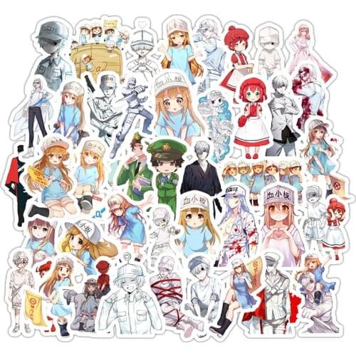 42Pcs Anime Working Cell Platelet Stickers Waterproof Vinyl Diy Refrigerator Phone Skateboard Car Accessories Sticker