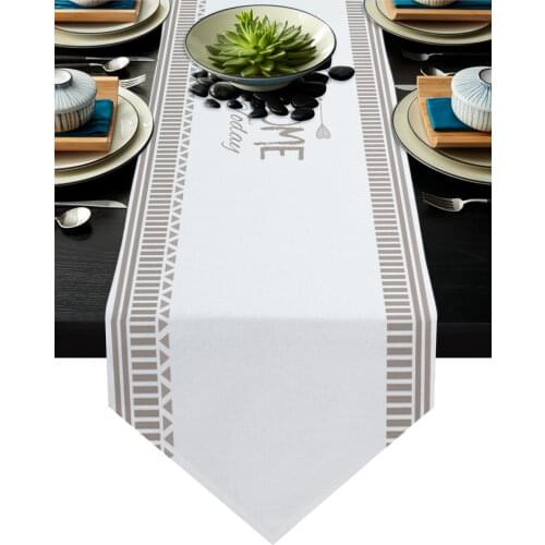 Abstract Geometric Brown Stripes Table Runner Country Wedding Decor Tablecloth Placemat Dinning Table Decoration Table Runners