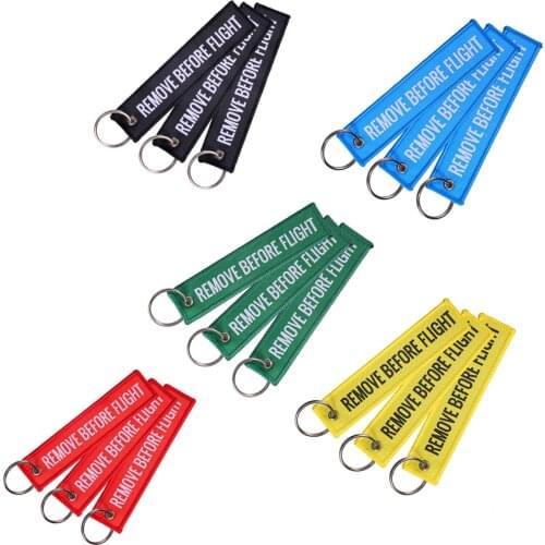 1 Piece Remove Before Flight Embroidery Key Ring Key Finder For Cars Aviation Tag Key Chain Small Business Gift