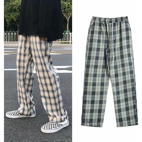 High QualityPlaid Pants Men Streetwear Harajuku Baggy Fashion Wide Leg Checked Trousers Men Korean Style Summer Loose -40