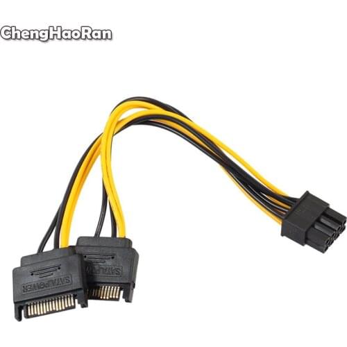 ChengHaoRan Dual SATA 15pin to 8pin(6+2) Video Card Powr Adapter Cable 20cm PCI-E SATA Power Supply Cable 15- pin to 8 pin cable
