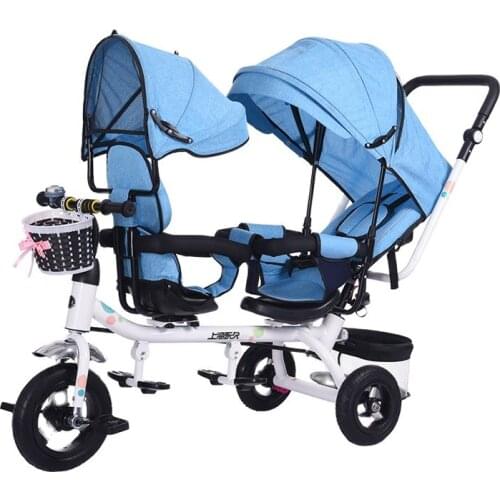 Childrens tricycles twins stroller 1-3 year old baby stroller child bike armrest adjustable baby hand inflatable carts brand