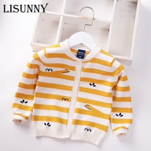 Children Knitted Cardigan Boy Sweater 2021 Spring Autumn New O-neck Baby Sweaters Kids Baby Clothes Toddler Coat Striped 0-5y