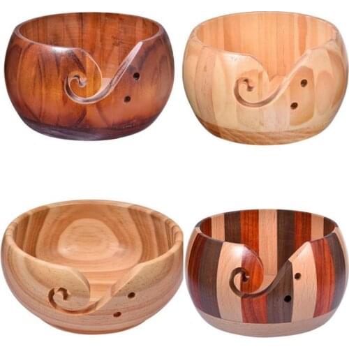 Eco-friendly Wooden Yarn Storage Bowl Organizer Knitted Crochet Wool Storage Bowl Handmade Sewing Needlework Supplies Storage
