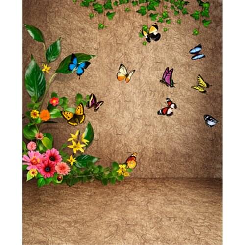 Photographic Camera Background 5x7 Butterflies Flowers Wall For Wedding Photo Shoots Professional Backdrops for Photo Studio