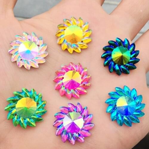 HOT 120pcs 20mm 7 Color AB Resin button cyclone shape Rhinestone Flatback 2 Hole Crafts A10*6