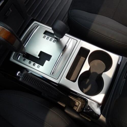 Chrome interior transmission shift panel cup slot center tunnel cover trim for Mitsubishi Pajero IV V80 Montero Limited