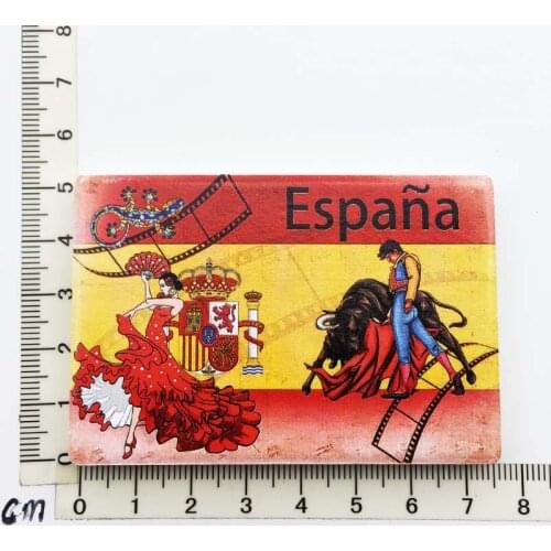 Spain)Fridge Magnet Creative Travel Commemorate Crafts 33D Ornaments Magnetism Resin Material Refrigerator Stickers