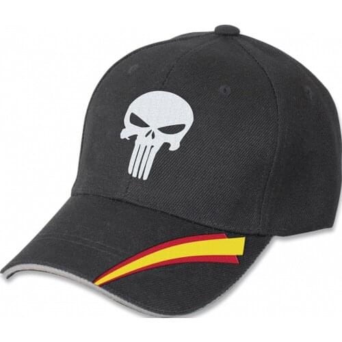 Punisher skull embroidered cap, one size. Black Color