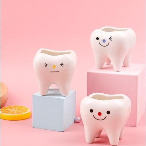 1Pc Bonsai Ceramic Flower Pot DIY Small Planter Succulent Plants Tooth Shape Pot