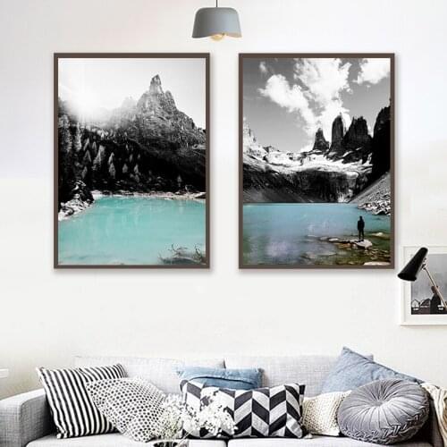 Chinese Nature Landscape Canvas Painting Posters Snow Mountain And Lake Water Photo Home Decoration Pictures On The Wall