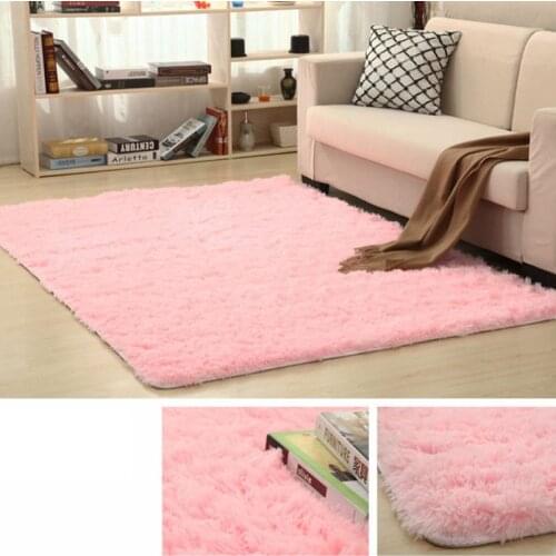 Y1UD Living Room Carpet Fluffy Rectangle Floor Mat Antiskid Faux Fur Area Rug Thicken