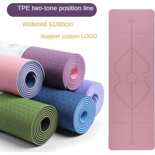 183x61mm Yoga Mat Non-slip Exercise At Home Gym Supplies Double Layer TPE Mat for Fitness with Body Line Pilates Meditation Mat