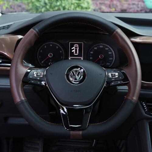 For Volkswagen Sagitar Lavida Bora Golf 7 Tiguan L Teramont Hand-stitched Leather Car Steering Wheel Cover Set Car Accessories