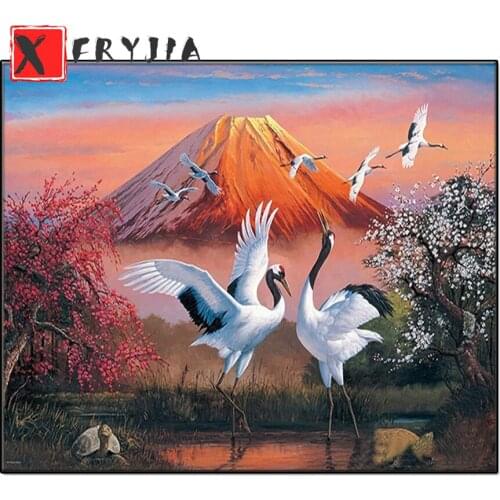 Crane Birds 5d diy diamond painting accessories embroidery diamond full square round diamond embroidery Fuji Mountain Art decor