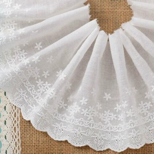 2 yards/length High Quality 14cm Wide Cotton Edge Lace Cloth Edge Embroidery Skirt Cuff Belt Collar Decorative Fabric Material