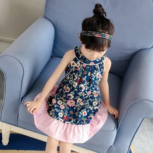 Baby Girls Summer Dress Cotton Flowers Printed Princess Dresses Children Kids Vestido Clothes