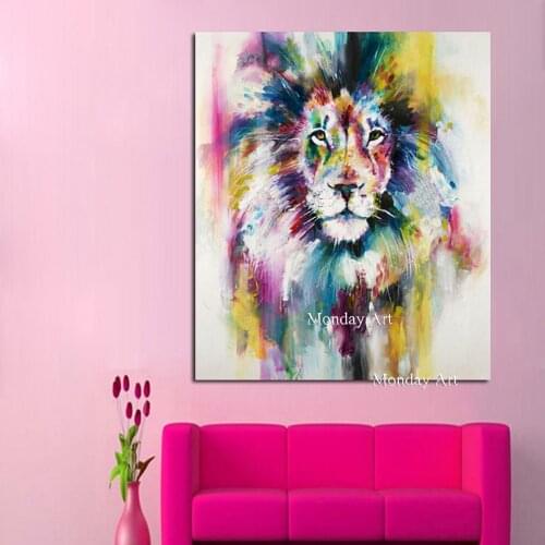 Top selling canvas Oil painting Wall art Lion King Water color Animal Art poster Decoration Home Picture for Living Room Wall