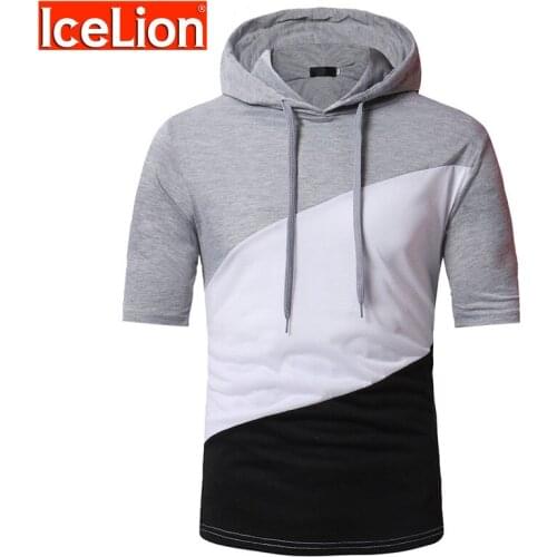 IceLion 2021 Summer New Fashion Classic Tshirt Men Streetwear Casual Tees With Hats Mens Clothing Short Sleeve Hooded T-shirts