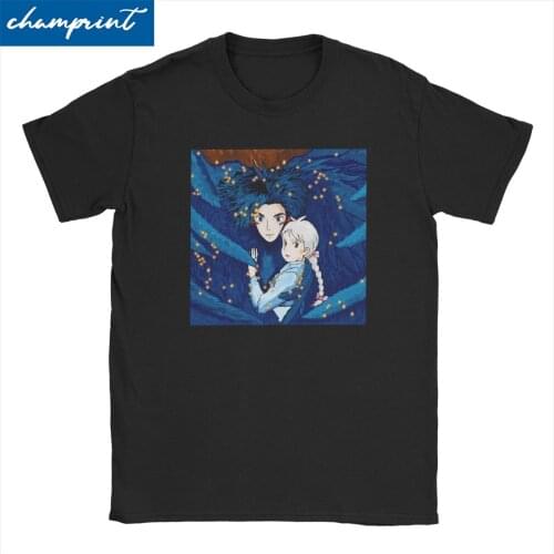 Men Howls Moving Castle Howl & Sophie T Shirt Ghibli Miyazaki Anime Clothes Vintage Short Sleeve Crewneck Tee Gift Idea T-Shirt