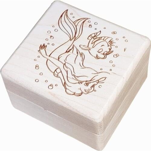 Wooden Part of Your World Song Little beauty fish girl wind up music box birthday new year Christmas gifts free shipping