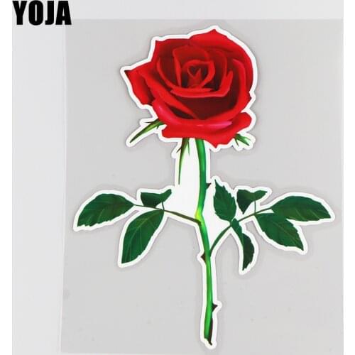 YOJA 15.2×19CM Rose Flower Branch Body Decoration Stickers Personality Window Glass Car Decals 19B-0077