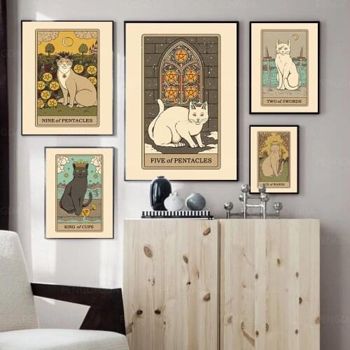 Printed Wall Art Cat Canvas Painting Modular Animal Building Plant Pictures Retro Poster Home Decor For Living Room No Framework