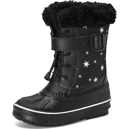 2021 New Winter Kids Snow Boots Plush Thicken Warm Girls Knee Boots Outdoor Children Boys Cotton Shoes Non-slip Booties SQT001