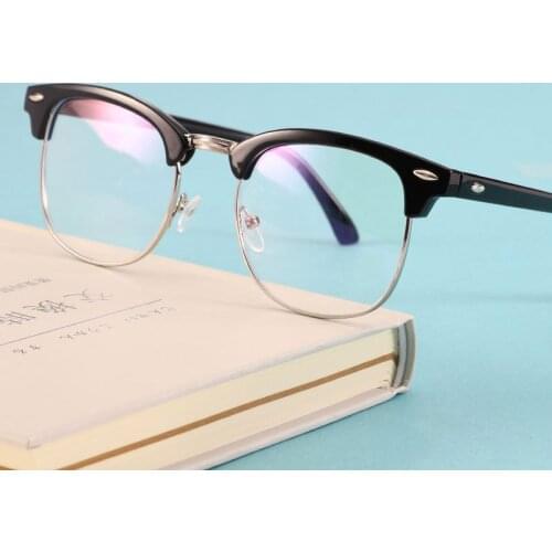 New Computer Glasses Frame Square Myopia Optical Eyeglasses Women Simple Metal Anti Blue Light Eyewear Clear Lens Spectacle