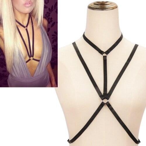New Fashion Women Body Harness Plunge Low Cut Crop Top Style Sexy Goth Clothes Women Gothic Punk Bra Cage Body Chain Harness