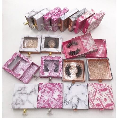New Crystal handle 25mm False Eyelashes Packaging Box empty Lash Boxes Fake 3d Mink Lashes Glitter Case