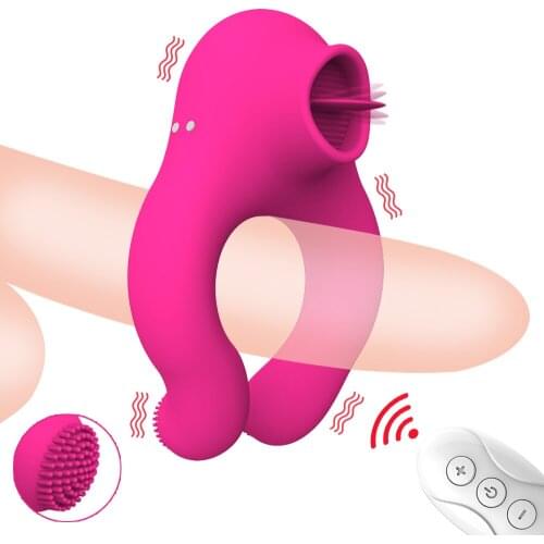 Cock Ring Vibrator Sex Toys for Men Women Sucking Tongue Licking Clitoris Stimulator Delay Ejaculation Penis Vibrator for couple