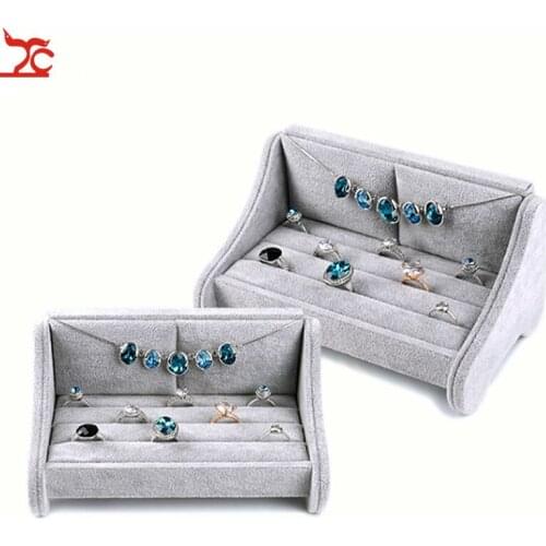Jewelry Necklace Earring Bracelet Storage Grey Velvet Rack Display Stand Quality Creative Sofa Ring Display Holder