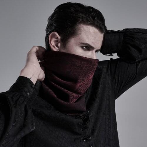 PUNKRAVE Mens Goth Assassin Facecloth Printed Knit Party Evening Dinner Costume Triangular Scarf