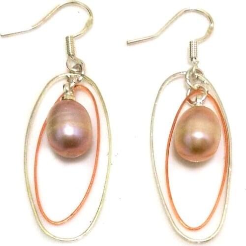 1.5 inches 7-8mm Natural Lavender Drop Pearl Chandelier Earring with 925 Sterling Silver Hook
