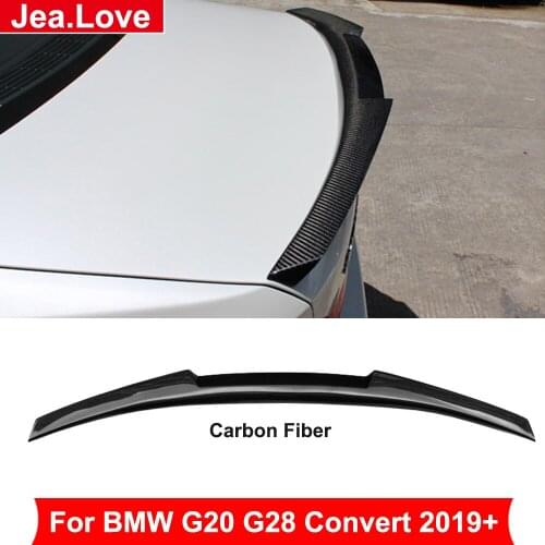 M4 Style Real Carbon Material Fiber Rear Spoiler Back Trunk Wing For BMW 3 Series G20 G28 Convert 2019+ Modification Part