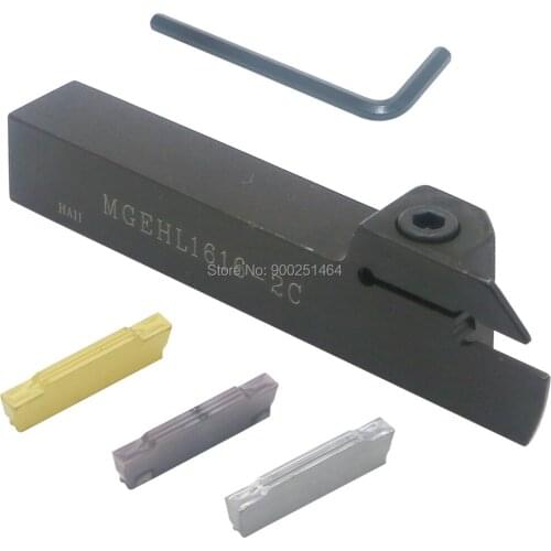 CNC Lathe Grooving Tool Holder MGEHL1616-2 (16mm)Left, with Three MGMN200 (2mm) Cemented Carbide Blades