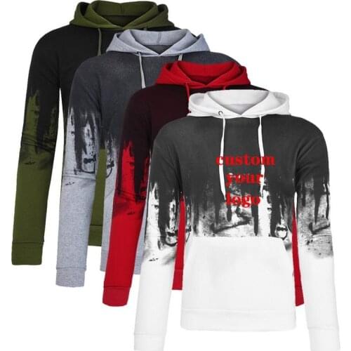 Custom Logo Mens Hoodies Autumn Winter Streetwear Hooded Sweatshirt Fashion Long Sleeve Casual Hip Hop Tracksuit Oversized